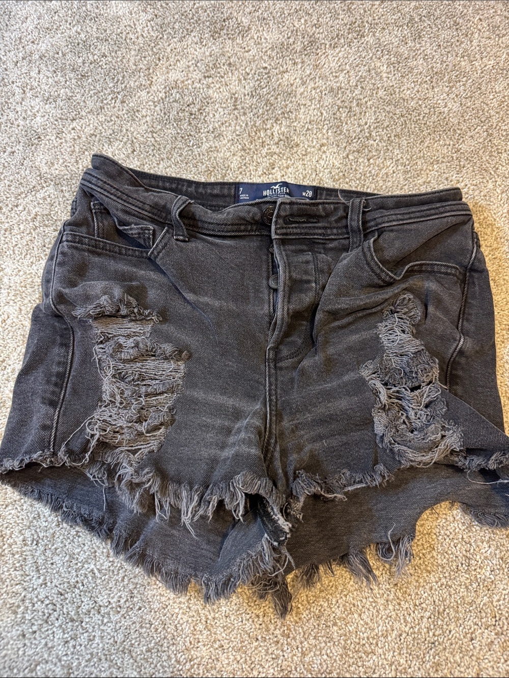 Hollister Black Distressed Mom Short